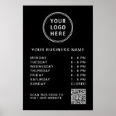 Logo Zakelijke Openingstijden QR Code Zwart Poster (Voorkant)