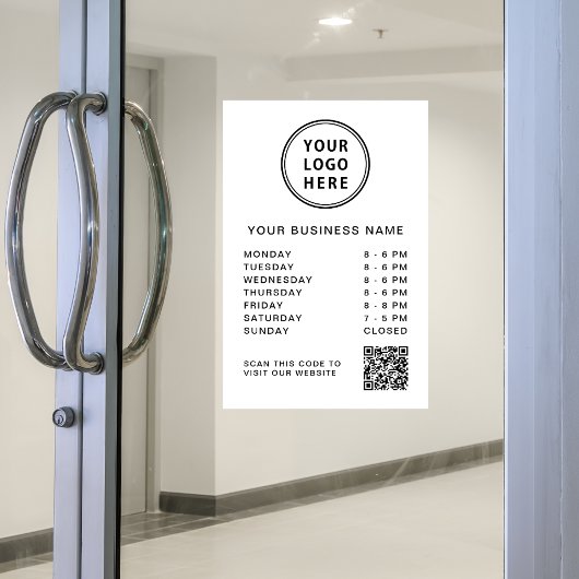 Logo Zakelijke uren QR-code Wit Raamsticker