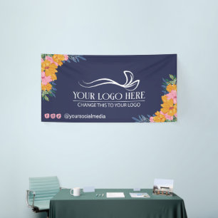 Logo Zakelijke Weelderige Gele Roze Bloemstukken Spandoek
