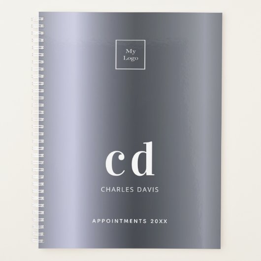 Logo zilveren monogram initialen bedrijf 2027 planner (Voorkant)