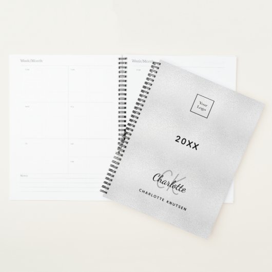 Logo zilveren monogram initialen bedrijf planner (Display)