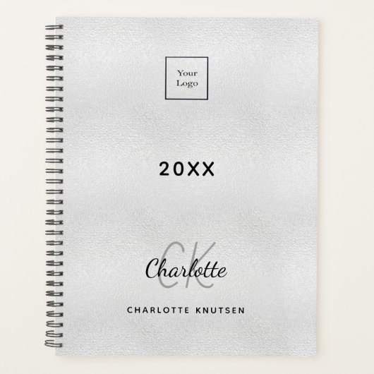 Logo zilveren monogram initialen planner (Voorkant)