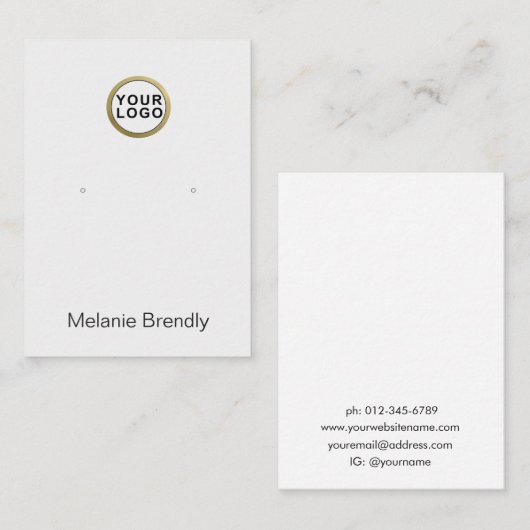 Logo Zilveren Zwarte Sieraden Oorbel Display Visitekaartje (Voorkant / Achterkant)