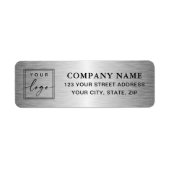 Logo zilverkleurige zakelijke retouradres etiket (Voorkant)