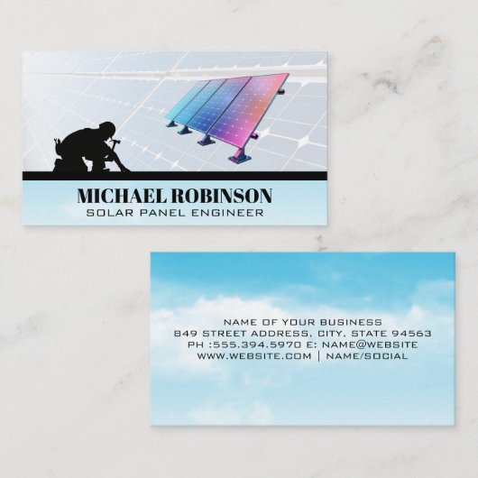 Logo Zonnepanelen | Energietechnicus Visitekaartje (Voorkant / Achterkant)