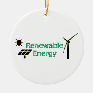 Logo Zonnepanelen voor hernieuwbare energie Windtu Keramisch Ornament