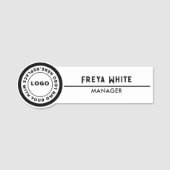 Logo, zwart accent, witte naamplaatje (Voorkant)