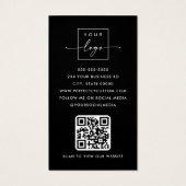 Logo zwart faux golden wave Foto logo QR code Visitekaartje (Achterkant)