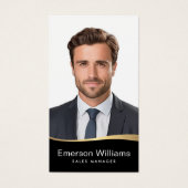 Logo zwart faux golden wave Foto logo QR code Visitekaartje (Voorkant)