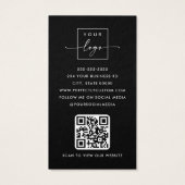 Logo zwart faux golden wave Foto logo QR code Visitekaartje (Achterkant)