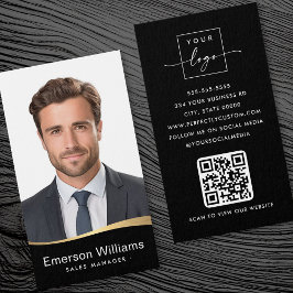 Logo zwart faux golden wave Foto logo QR code Visitekaartje