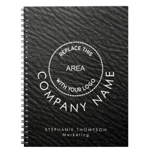 Logo zwart faux leder notitieboek (Voorkant)