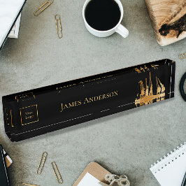 Logo zwart goud bouw kraan industrie naambordje