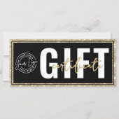 Logo Zwart Goud Glitter Zakelijk Cadeaubon (Voorkant)