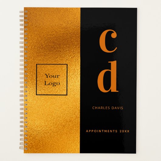 Logo zwart goud monogram Business Modern 2025 Planner (Voorkant)