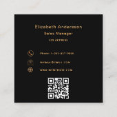 Logo zwart goud qr code vierkante visitekaartje (Achterkant)