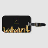 Logo zwart goud stad skyline zakelijk onroerend go bagagelabel (Voorkant (horizontaal))