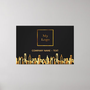 Logo zwart goud stad skyline zakelijk onroerend go canvas afdruk