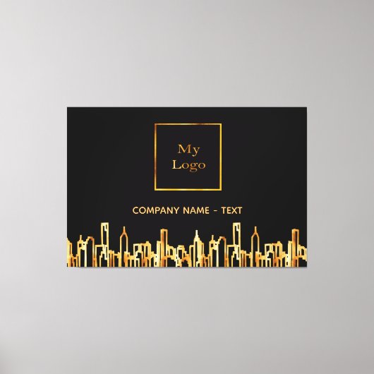 Logo zwart goud stad skyline zakelijk onroerend go canvas afdruk (Voorkant)