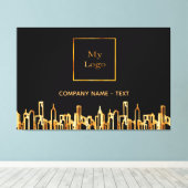 Logo zwart goud stad skyline zakelijk onroerend go canvas afdruk (Insitu (Houten vloer))