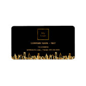 Logo zwart goud stad skyline zakelijk onroerend go etiket (Voorkant)