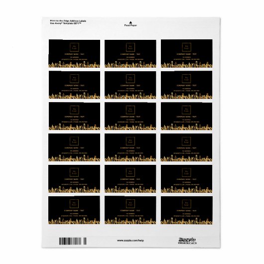 Logo zwart goud stad skyline zakelijk onroerend go etiket (Full Sheet)