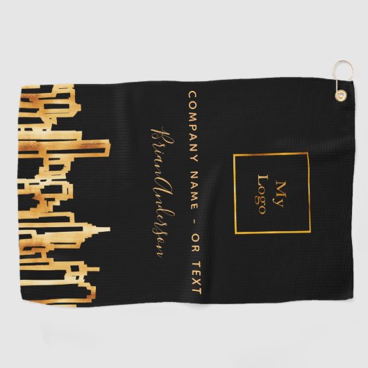 Logo zwart goud stad skyline zakelijk onroerend go golfhanddoek (Horizontaal)