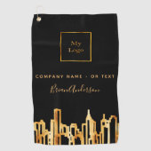 Logo zwart goud stad skyline zakelijk onroerend go golfhanddoek (Voorkant)