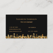 Logo zwart goud stad skyline zakelijk onroerend go visitekaartje (Achterkant)