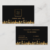 Logo zwart goud stad skyline zakelijk onroerend go visitekaartje (Voorkant / Achterkant)