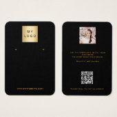 Logo zwart gouden sierjuwelen QR-beeldscherm Visitekaartje (Voorkant /achterkant)