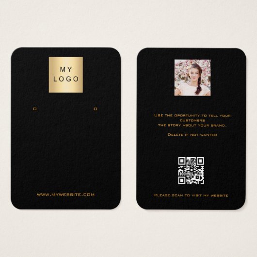 Logo zwart gouden sierjuwelen QR-beeldscherm Visitekaartje (Voorkant /achterkant)