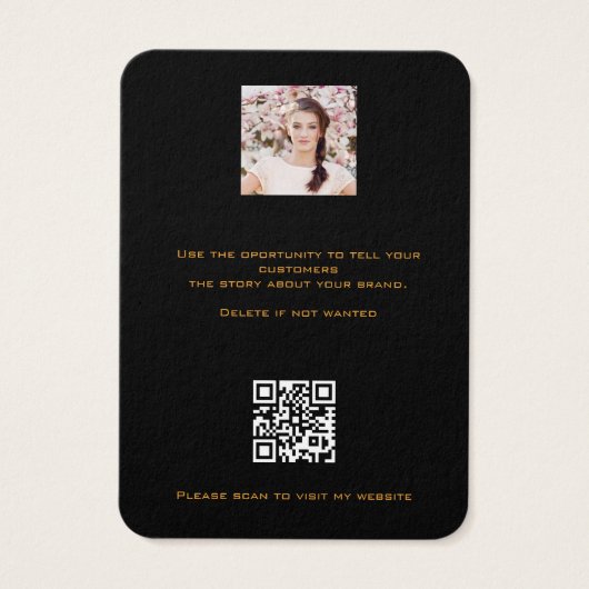 Logo zwart gouden sierjuwelen QR-beeldscherm Visitekaartje (Achterkant)