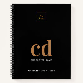 Logo zwart goudmonogram initiaal notitieboek