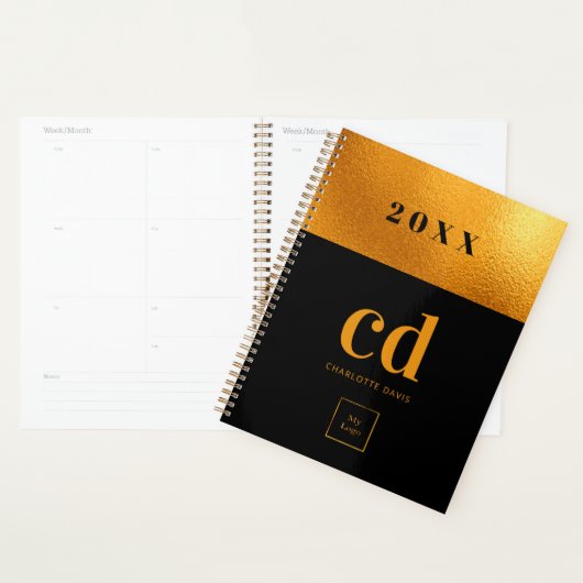 Logo zwart goudmonogram initiaal planner (Display)