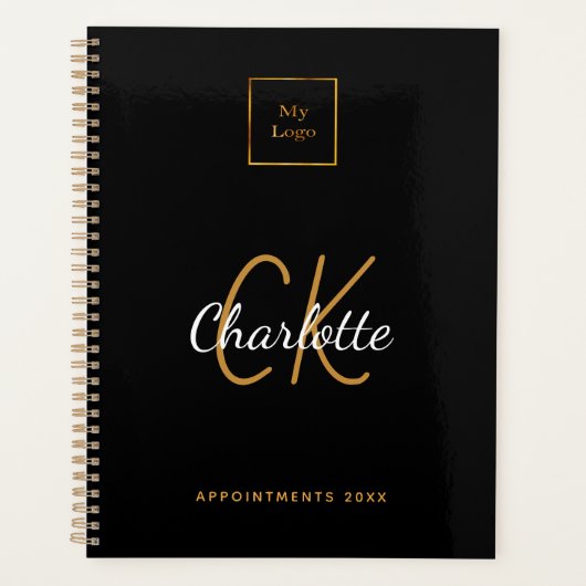 Logo zwart goudmonogram modern 2023 planner (Voorkant)