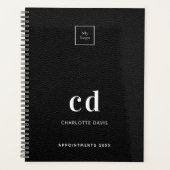 Logo zwart leren monogram initialen Business 2026 Planner (Voorkant)