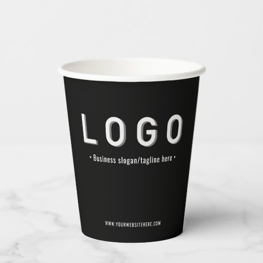 Logo Zwart Papieren beker (Achterkant)