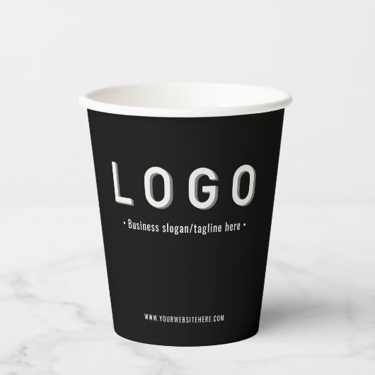 Logo Zwart Papieren beker (Voorkant)