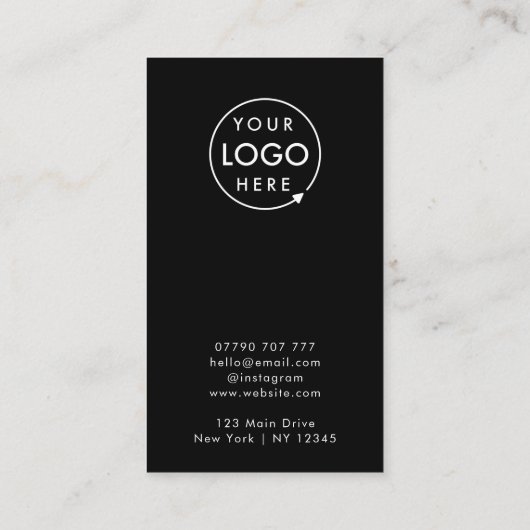 Logo Zwart Sieraden Oorbel Display Kaart Visitekaartje (Achterkant)