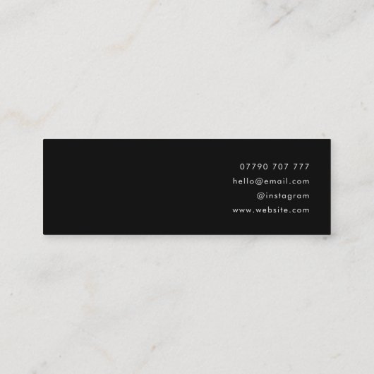 Logo Zwart Stud Oorbel Sieraden Display Kaart Mini Visitekaartje (Achterkant)