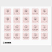 Logo zwart wit eenvoudig pastel roze haar make-up vierkante sticker (Vel)