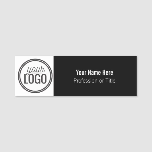 Logo Zwart & Wit Eenvoudig Professioneel Naam Naamplaatje (Voorkant)
