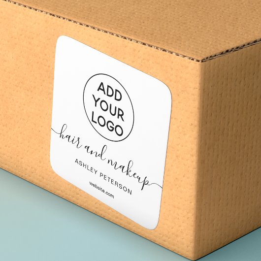Logo zwart wit eenvoudige typografie haarmake-up vierkante sticker