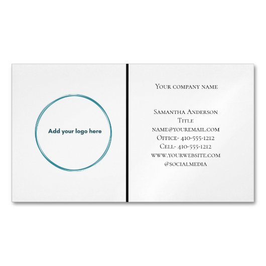 Logo Zwart Wit Minimalist Professioneel Magnetisch Visitekaartje (Voorkant)