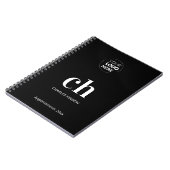 Logo zwart wit monogram initiaal bedrijf notitieboek (Linkerzijde)
