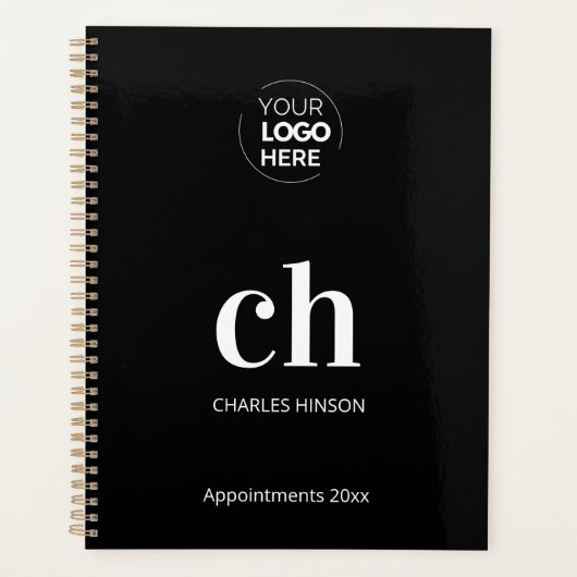 Logo zwart wit monogram initiaal bedrijf planner (Voorkant)