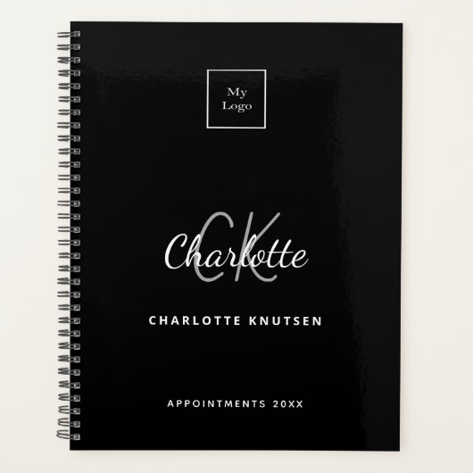 Logo zwart-wit monogram initiaal planner (Voorkant)