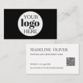 Logo Zwart Wit QR Code Eenvoudig Visitekaartje (Voorkant / Achterkant)