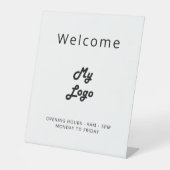 Logo zwart wit welkom bedrijf  reclamebord met voetstuk (Voorkant)